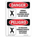 Signmission OSHA, Permit Required Confined Space Bilingual, 5in X 3.5in Decal, 10PK, OS-DS-D-35-VS-1518-10PK OS-DS-D-35-VS-1518-10PK